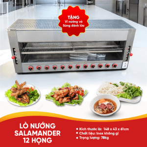 LÒ NƯỚNG SALAMANDER DÙNG GAS 12 HỌNG ĐỐT