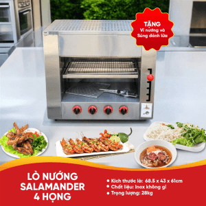 LÒ NƯỚNG SALAMANDER DÙNG GAS 4 HỌNG ĐỐT